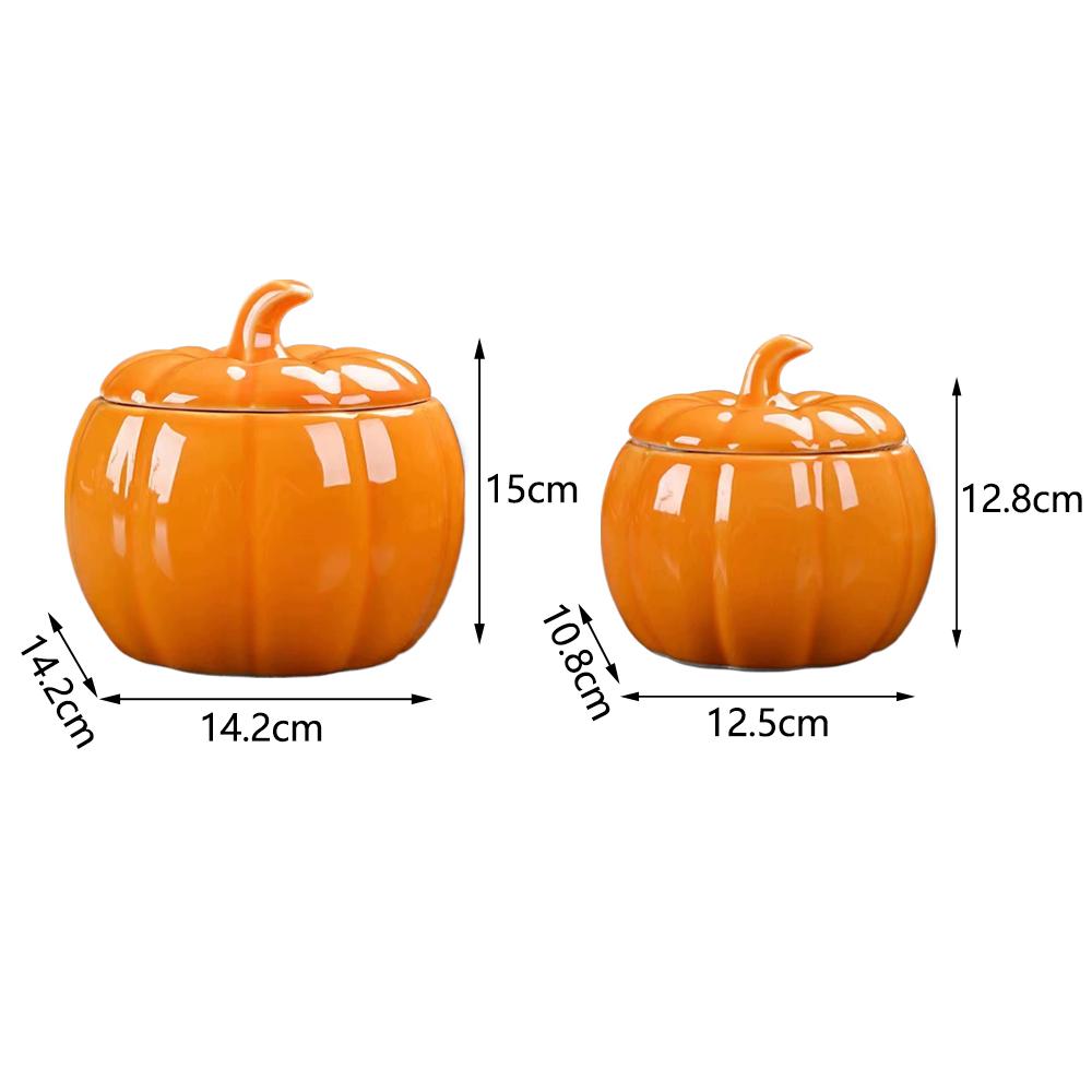 Keramik Kürbis Schüssel mit Deckel Erntefest Kürbis Glas Gewürz Vorratsglas Kürbis Luftdichter Behälter für Tee Zucker Kaffee S/L