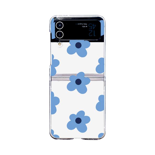 

Для Samsung Galaxy Z Flip 4 3 чехол с синим цветочным узором, прозрачный складной противоударный прозрачный чехол для ПК, аксессуары для жесткого чехла For Galaxy Z Flip 4