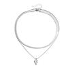 Stylish Double-Layer Heart Pendant Clavicle Necklace with Snake Bone Chain for Women