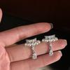 Luxury Crystal Zircon Waterdrop Clip Earrings for Women Simple C Shaped Pearl Shiny Without Pierc Ear Cuff Wedding Jewelry Gifts