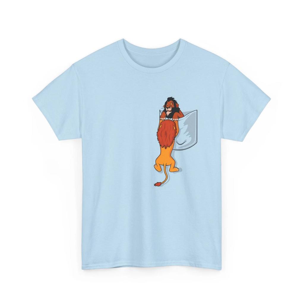 100% Cotton T-shirt Mens Tees Top Pocket with Mufasa & Scar Funny Optical Effect 100% Cotton