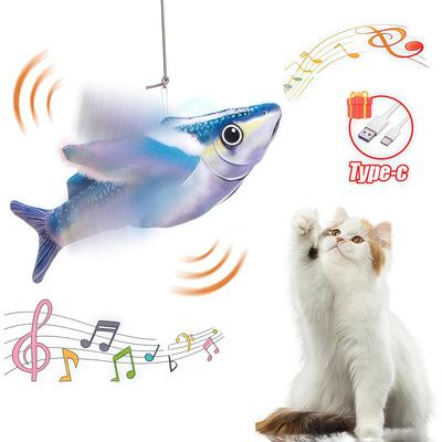 Flying Fish Cat Toy Interactive Cat Toys Rechargeable Chirping Flapping Bird(no Flying) Can Add Catnip Touch Activated Plush Toy