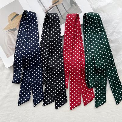 American Retro Spice Girl Polka Dot Silk Scarf Women'S Spring And Autumn Thin Versatile Niche Design Millennium Style Long Scarf Scarf