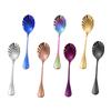 Durable Stainless Steel Spoon Exquisite Shells Shape Coffe Soup Spoons Long Handle with Smooth Edge Comfortable Grip