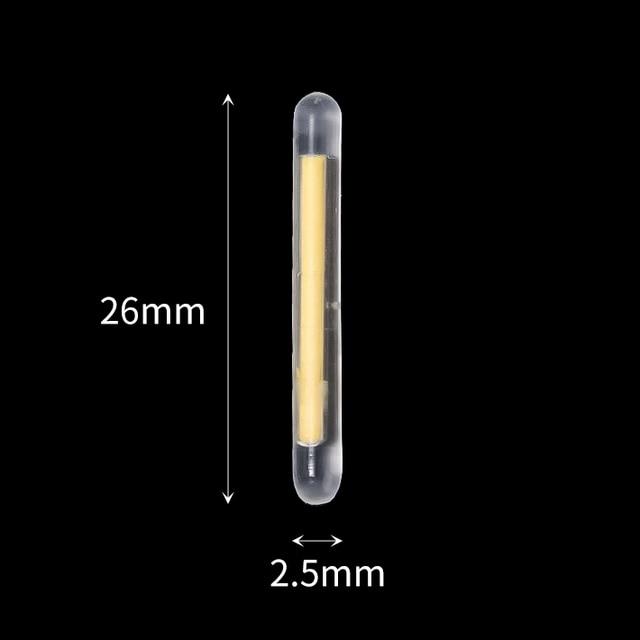 50 шт./лот Светящиеся поплавки для ночной рыбалки, Светящиеся палочки для удочек, Светящиеся в темноте, Рыболовные аксессуары, Флуоресцентные светящиеся палочки 2,2-4,5 мм