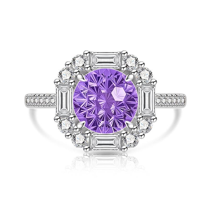 Copper Light Luxury Elegant Dahlia Cut High Carbon Diamond Sugar Cube Ring Women'S Jewelry