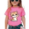Cat Girl T-Shirt Short Sleeve Tees Girl Clothes Round Neck Top Fashion Junior Girls' Clothing Cute Outdoor Kids T-Shirts