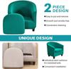 Club Chair Slipcover 2 Piece Stretch Jacquard Tub Chair Cover Round Barrel Chair Covers Non Slip Armchair Covers Living Room