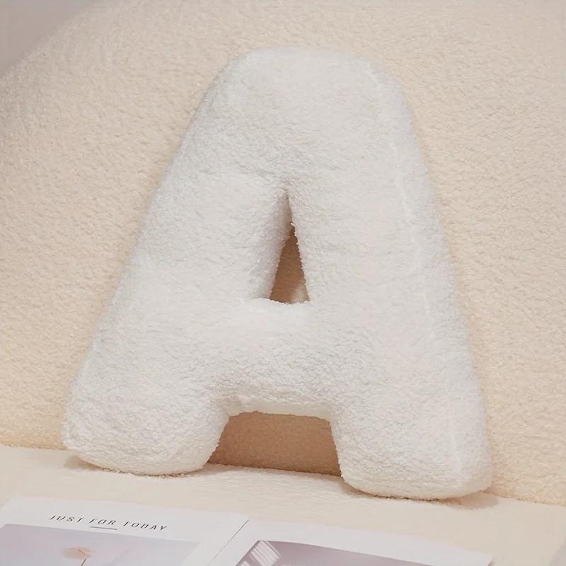 

DIY Letter Throw Pillow White Minimalist Look Soft Polyester Filling Cozy Support Interactive Accent Piece For Home Decoration