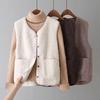 2026 Autumn/Winter Women's Versatile Shearling Sleeveless Vest - Solid Color Fashion Trend