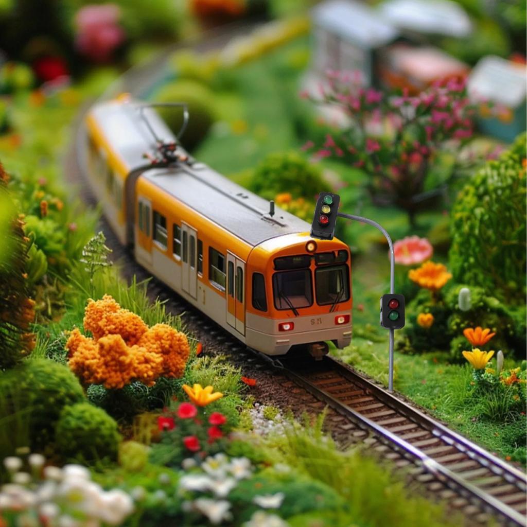 2PCS 3V DC Traffic Lights 6cm Crossing Walk Model LED Pedestrian Street Signals N Scale Layouts Accessories With Wires And LEDs