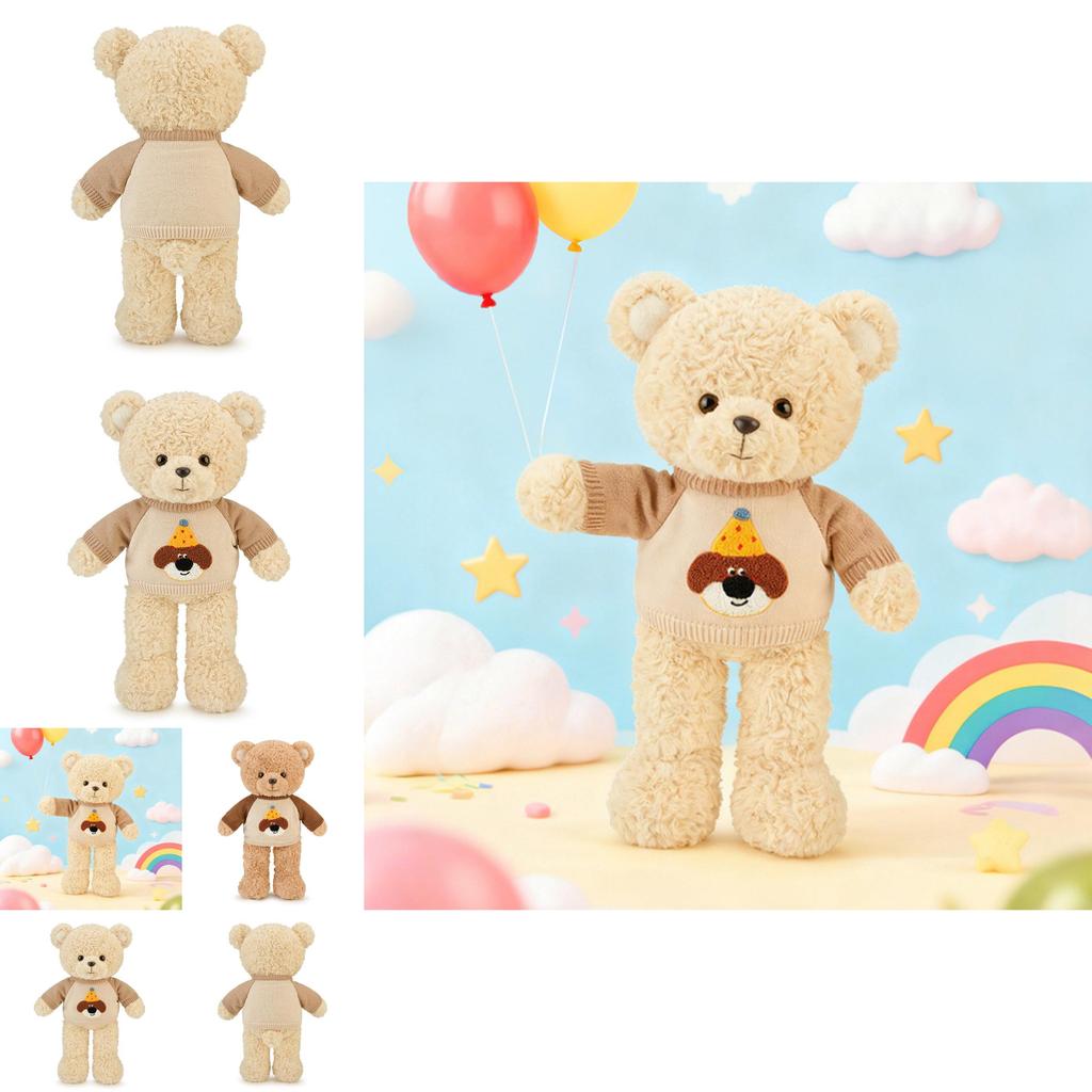 Peluche Orsacchiotto con Pelo Corto Super Morbido per Bambini e Collezionisti