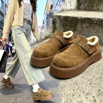 Warme Schneestiefel mit dicker Sohle und Samt für Damen, neue Winter-Baumwollschuhe mit niedrigem Schaft