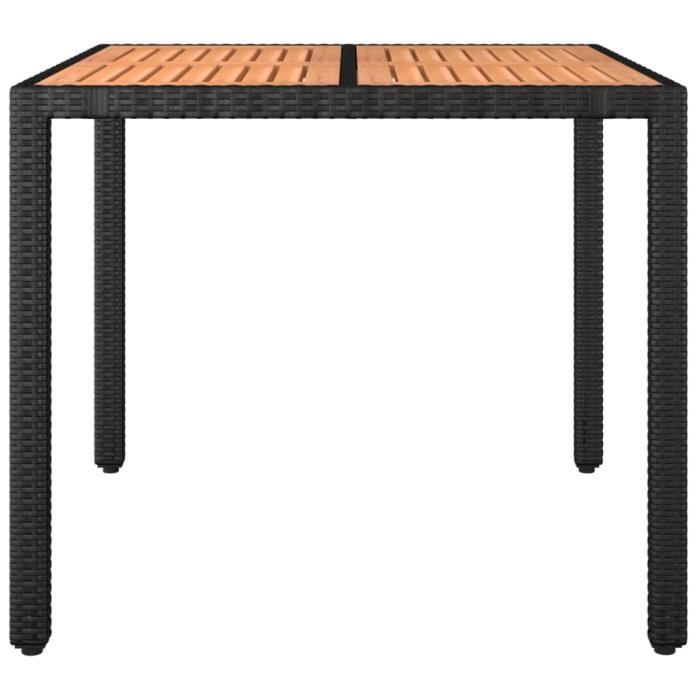 VidaXL Garden Table Wooden Top Black Woven Resin Solid Wood 319548