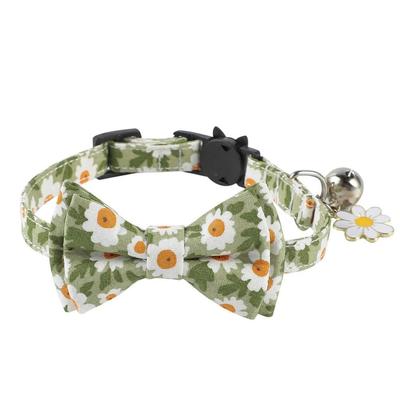 Bowtie Cat Collar with Bell Classic Floral Kitten Collars with Removable Bow Tie Adjustable Collar for Kitty Puppy