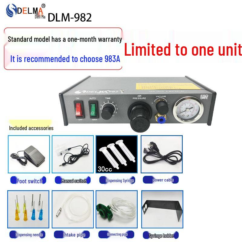 

DELMA 982A/983A Semi-Auto Dispensing & Fully Auto Sealing Machine with Foot Pedal/Manual Switch