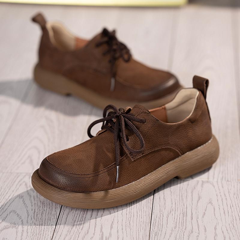 

Однослойная коровья кожа, повседневные туфли на низком ходу, женские туфли в стиле ретро, универсальные женские ботинки, повседневные туфли на плоской подошве 35