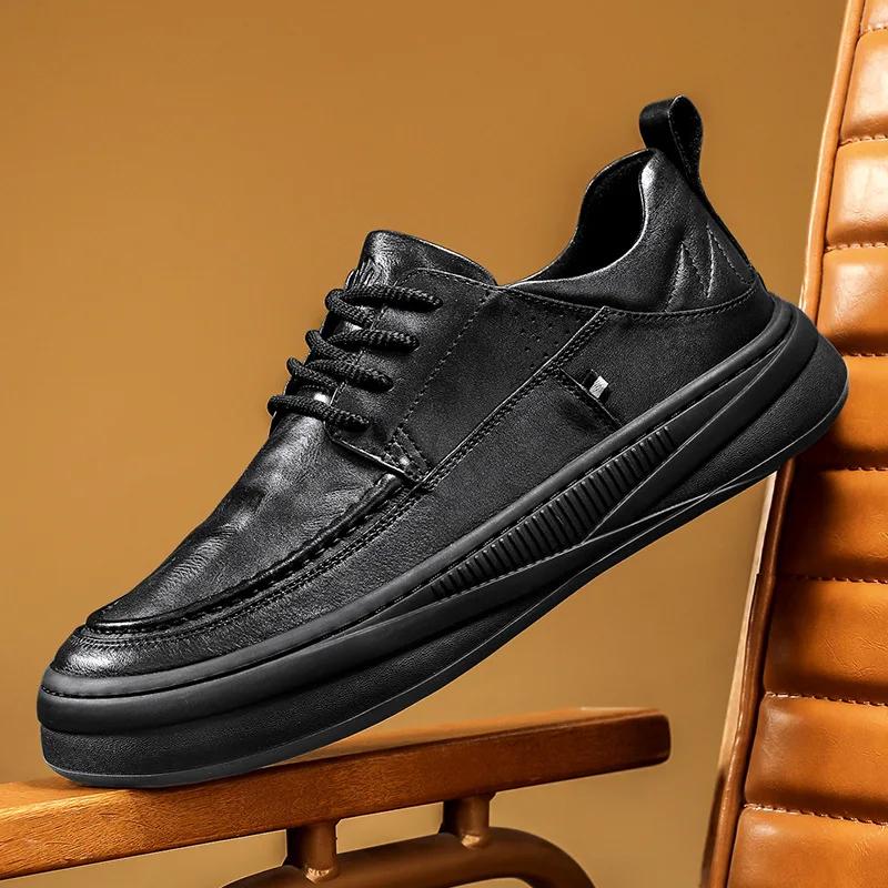 Casual Shoes for Men Luxury High Quality Men Leather Shoes Fashion Comfortable Walking Shoes Designer Soft-Sole Men Sneakers New