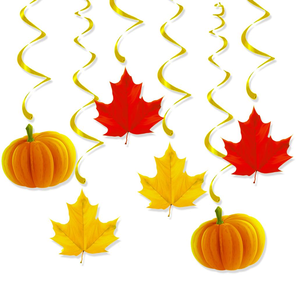 Thanksgiving Party Decoration Vortex Pendant Harvest Festival Maple Leaf Pumpkin Spiral Pendant