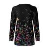 Damen Rundhals-Oberteile, Baumwolle, Damen, lässig, modisch, bedruckt, langärmelig, O-Ausschnitt, Pullover, Oberteil, Bluse
