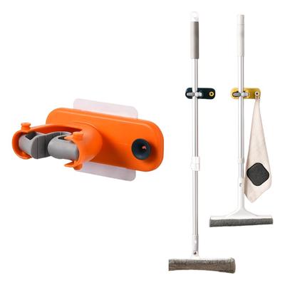 2 Pcs Wall Mounted Mop Organizer, New Self Adhesive Mop Holder with Hook for Mop Broom Tool