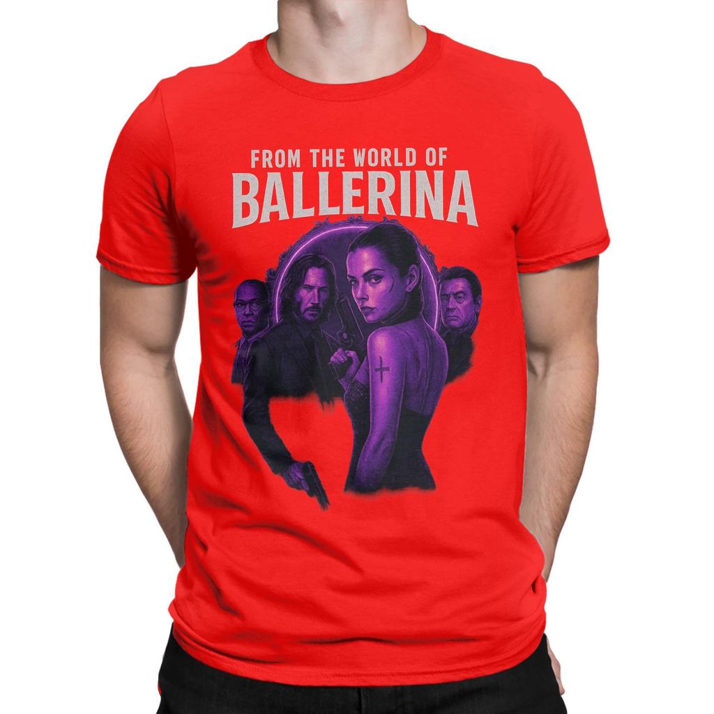 Aus der Welt von John Wick Ballerina 2025 Film T-Shirt Sommer Harajuku T-Shirts Herren 100% Baumwolle Rundhals Große Größen Oberteil T-Shirts Top
