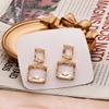 Geometric Square Crystal Earrings, Cold Wind Transparent Gemstone Stud Earrings, High-End Square Earrings For Women