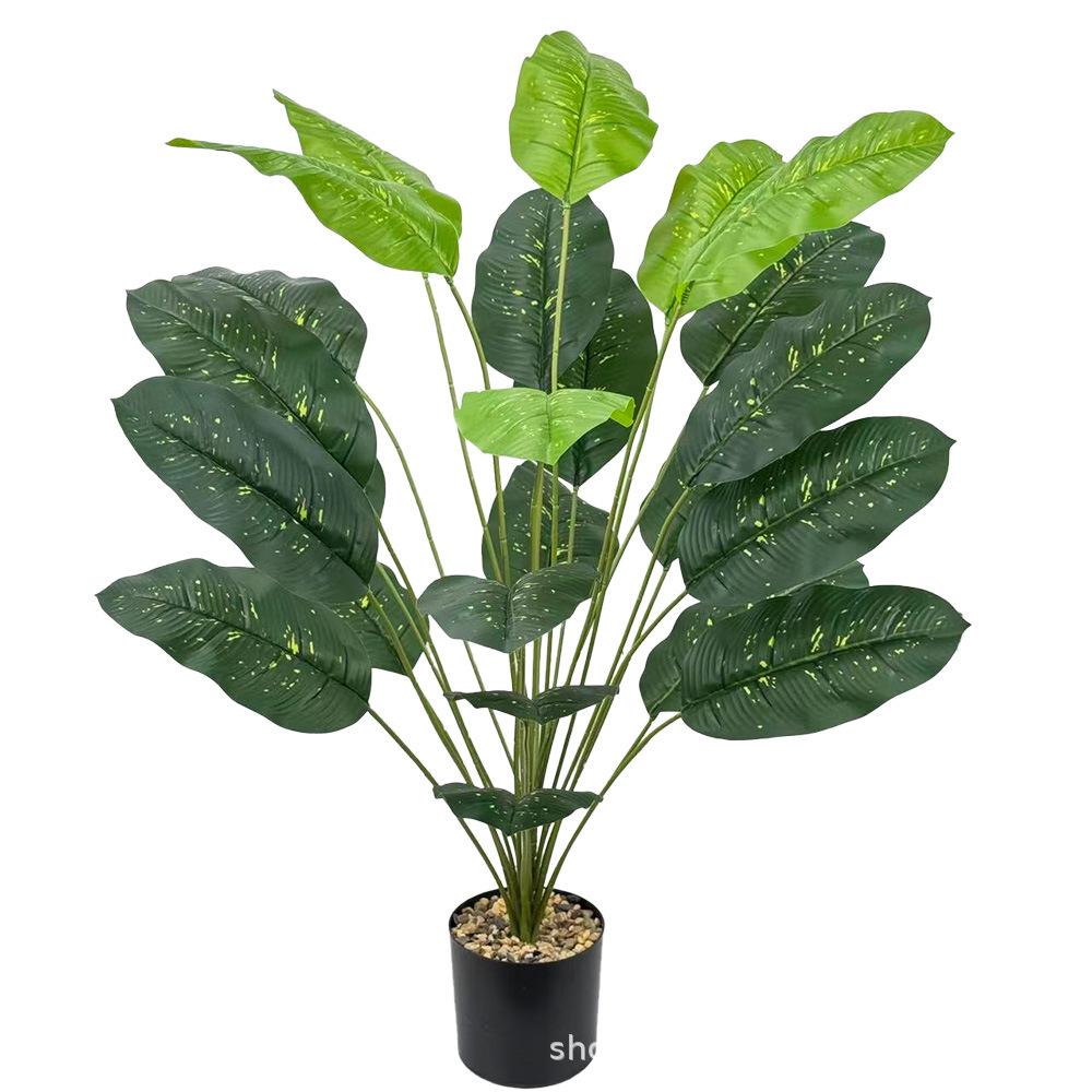 Traveler's Banana Leaf Decorative Indoor Plant - Green Dot Pattern for Home or Living Room