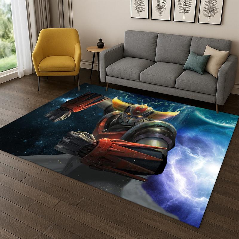 Retro Cartoon UFO Robot Grendizer Anime Carpet Rug for Bedroom Living Room Sofa Doormat Home Decor,Kid Game Area Rug Non-slip
