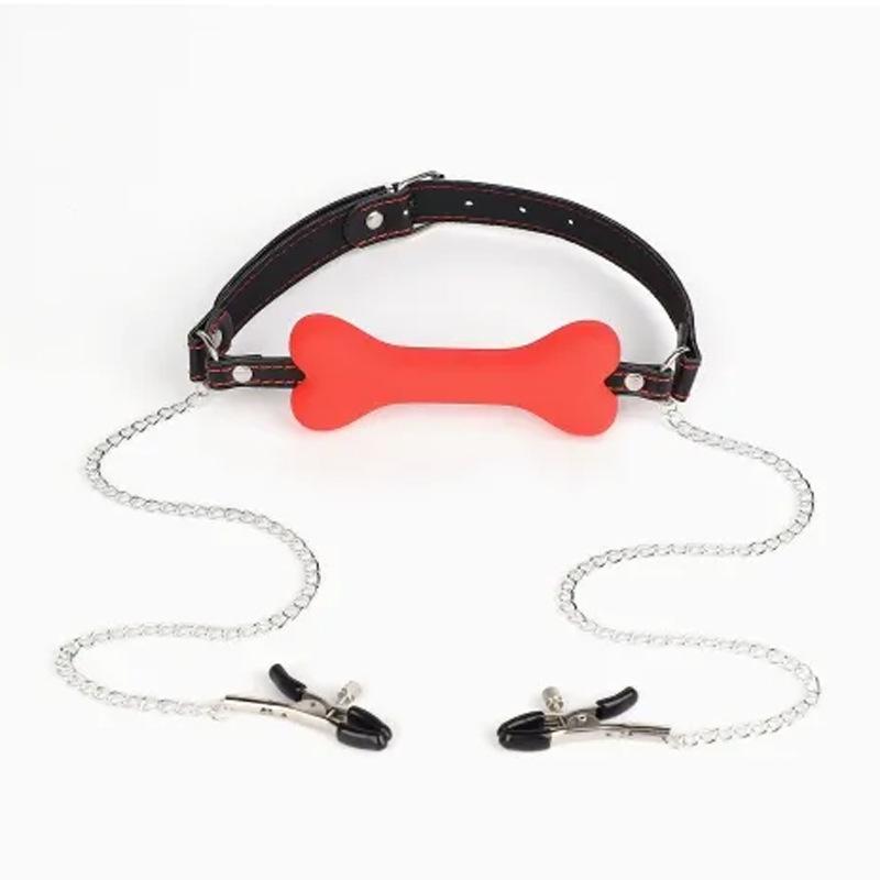 Soft Harness Mouth Silicone Dog Bone Ball Gag Open Mouth Gag Bdsm Bondage Slave Gag Sex Products Sm  Sex Toys for Women