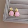 Super Fairy Pink Geometric Retro Hong Kong Style Earrings Light Luxury High-end Temperament Studs New Unique Earrings