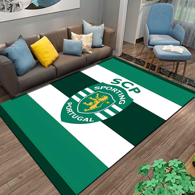 Green and White Carpet with SCP Sporting Portugal Logo Design Suitable for Use As an Anti-slip for Living Room Bedroom Sofas