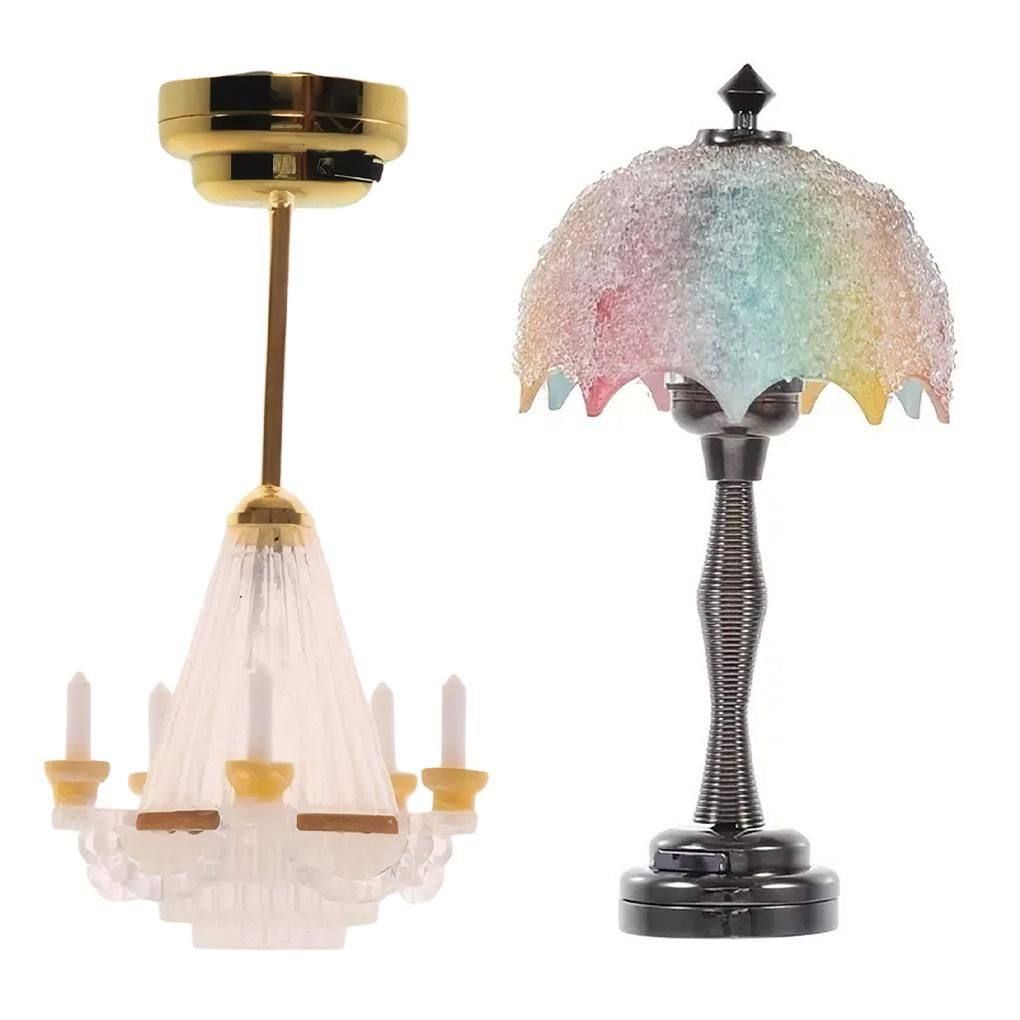 1/12 LED Puppenhaus Tischlampe DIY Mini Gotische Schreibtischlampe DIY Warmweiße LED Wandleuchten Puppenhaus Dekoration Modell Ausstellung