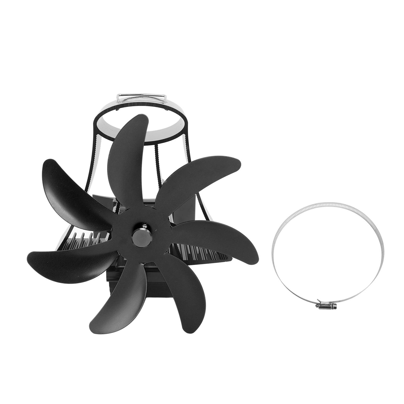 

Вентилятор для дров яної печі Труба Вентилятор для каміна 7 лопатей Вентилятор для печі на димохід Тихі двигуни Живлення від тепла Дерево чорний