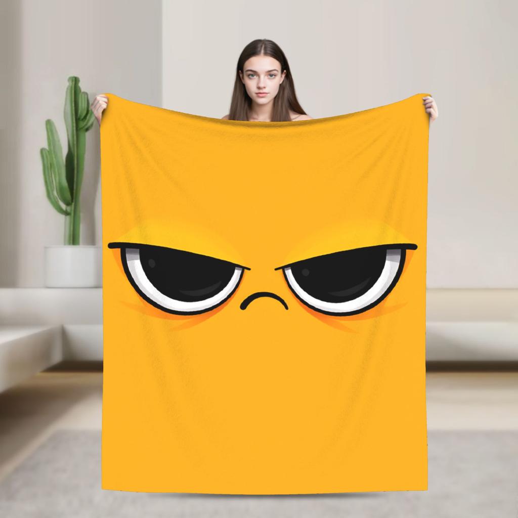 Warm Cozy Throw Blanket Plane Travel An Angry Face And Eyes Funny Meme Blankets Flannel Bedspread For Bedroom Sofa Bed Cover