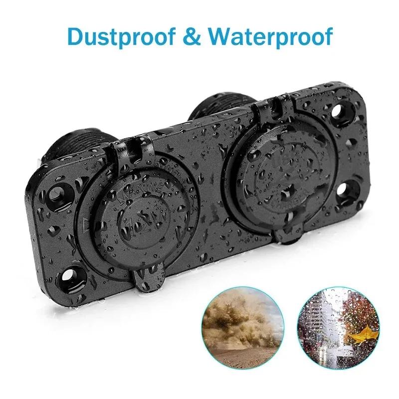 Dual USB Car Cigarette Lighter Socket Splitter 12V Charger Power Adapter Outlet Accessories for Auto Boat Motorcycle Marine RV