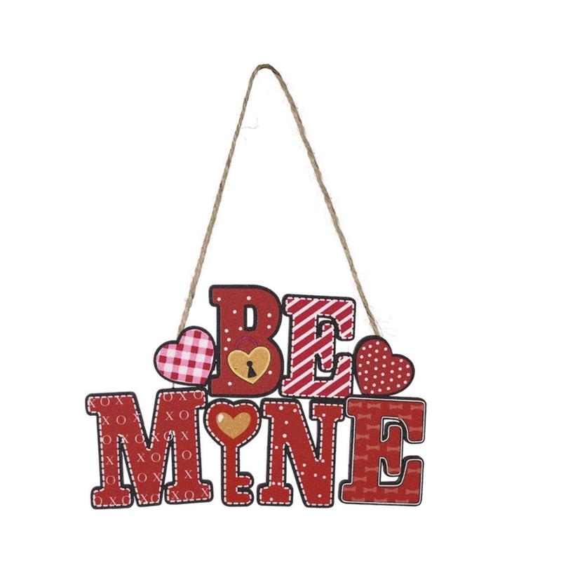 Love Themed Door Sign Pendant Pink Sign Love Valentine's Day Ornaments Heart Pendant Love Be Mine Sign