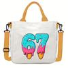 Steal a Brainrot 67 Unicorn Printed Student Crossbody Bag Casual Canvas Shoulder Bags
