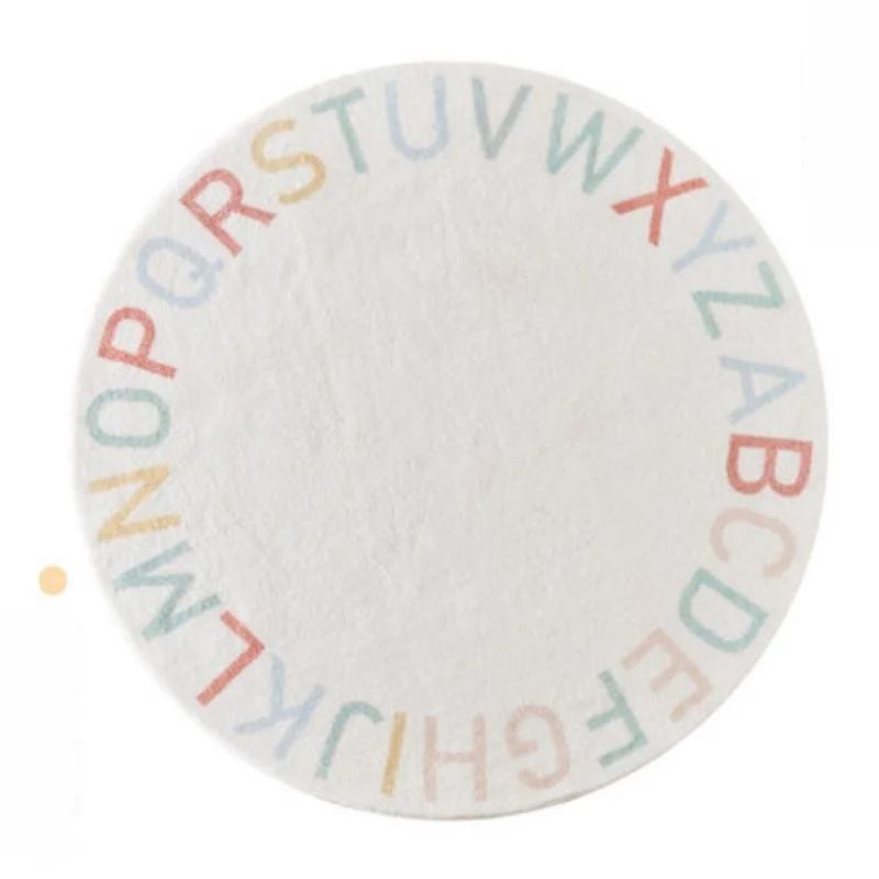 HIRound Fluffy  Mat, White Alphabet Crawling
