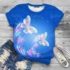 Summer Round Neck 3D Butterfly Print T-shirts Fashionable Casual Short Sleeved Women's T-shirts