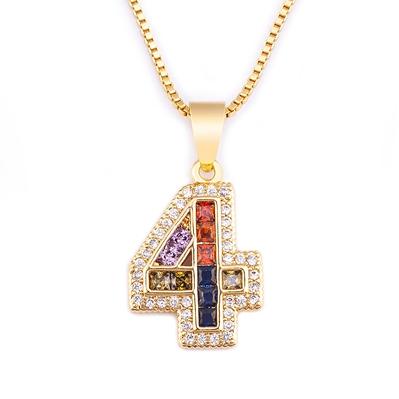 Nidin Top Quality Sparkling Cubic Zirconia 0 1 2 3 4 5 6 7 8 9 Lucky Number Pendant Necklace for Women Friends Birthday Jewelry