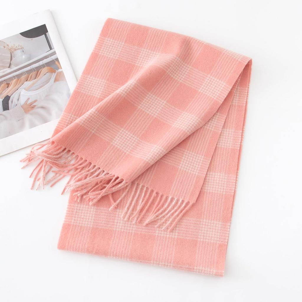 100% Sheep Wool Scarf Winter Warm Premium Thickened Men's Women's Versatile Checkered Wholesale