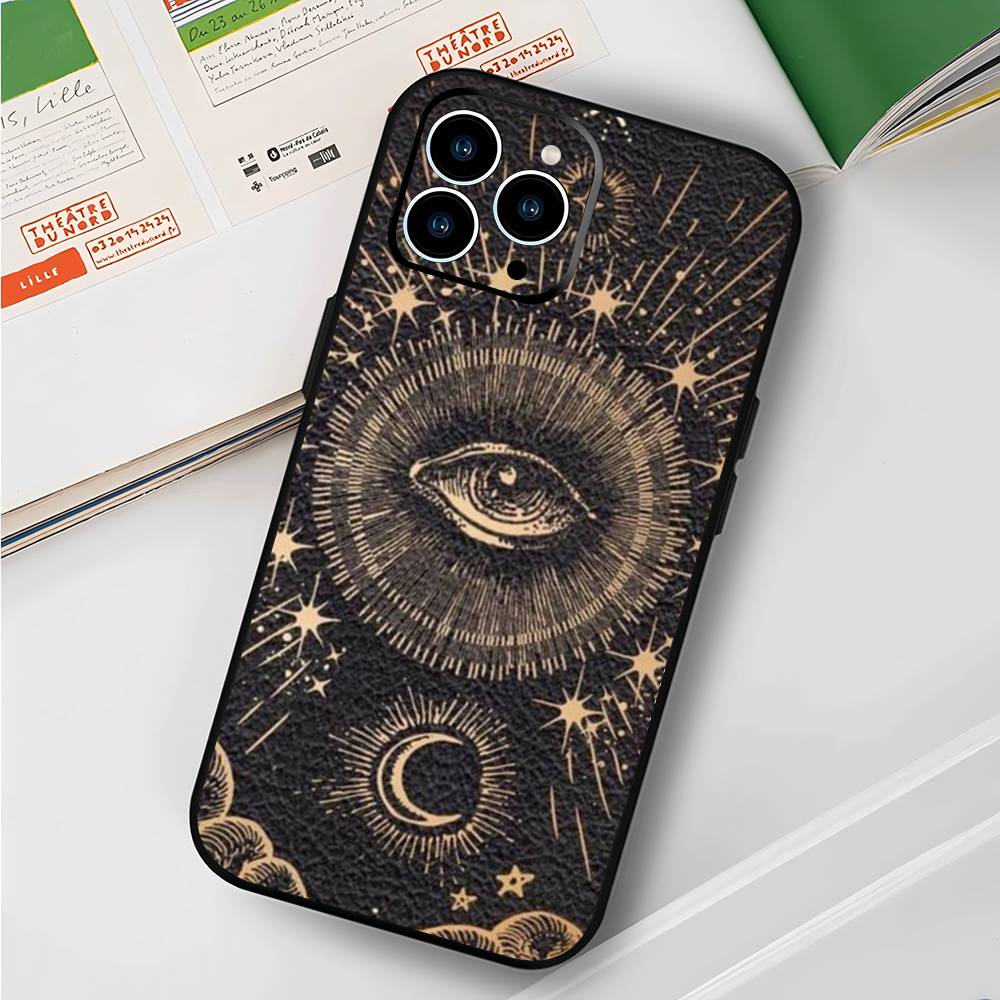 Witches Moon Tarot Mystery Totem For iPhone 17 air 16 15 14 13 12 11 Pro Black Soft Cover Phone Case