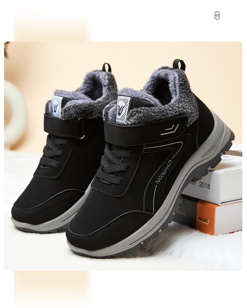 Winter Velvet-Lined Cotton Boots: Large Size, Outdoor Walking, Unisex Snow Shoes