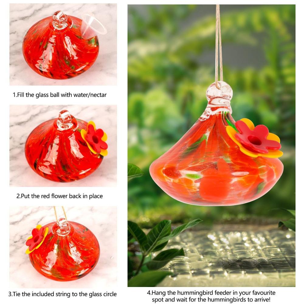 Droplet Shaped Bird Feeder Glass Ball Bird Automatic Feeder Creative Water Container  For Window