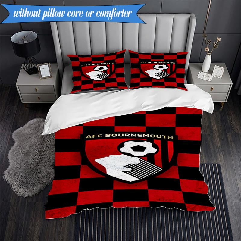 3PCS Afc Crest Bournemouth Printed Soft Bedding Set,Including 1pc Duvet Cover And 2pcs Pillowcases Perfect for Bedroom, Dormitory, Fan gift