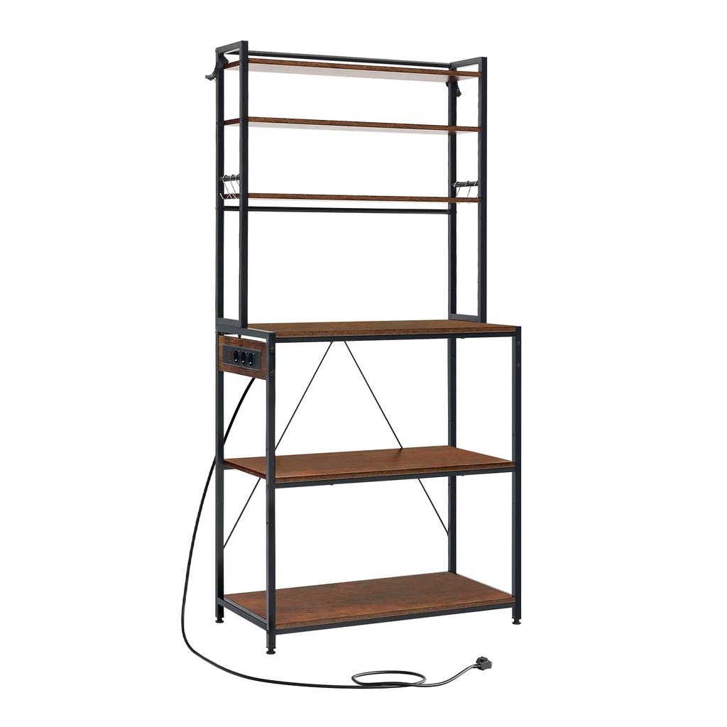 Scaffale Espositore Stile Moderno, Stazione Caffè, Scaffale da Cucina con Prese, Mobile da Cucina, Mini Postazione di Lavoro in Cucina