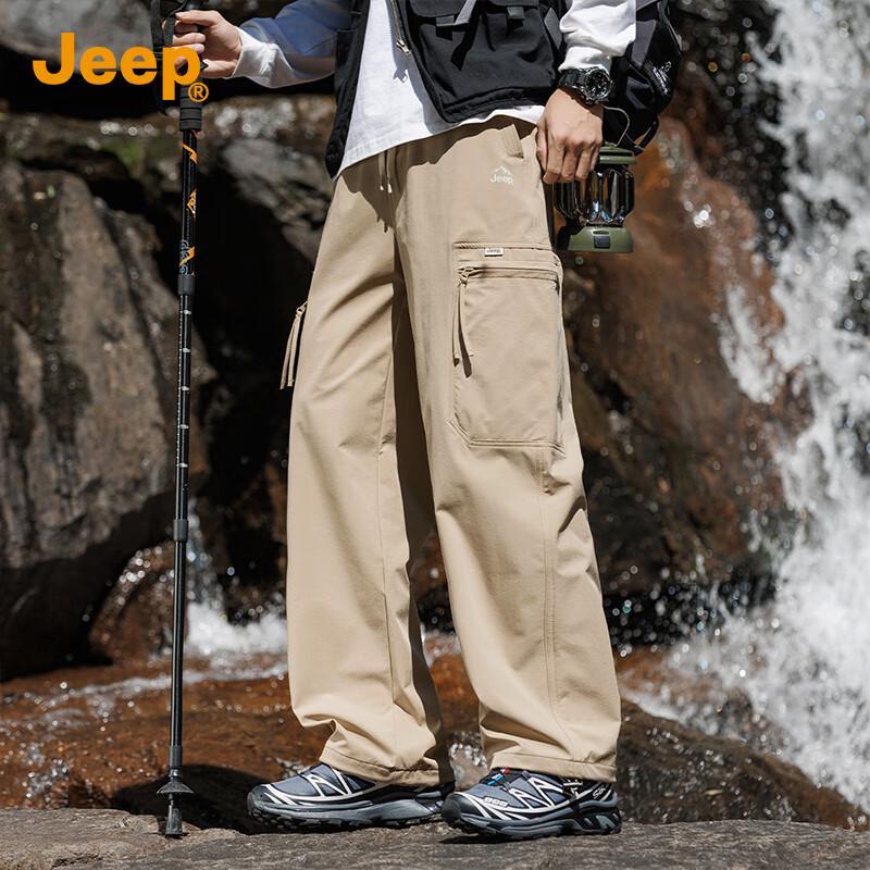 

JEEP Men s Fall 2025 Outdoor Functional Loose Straight Cargo Pants 3XL
