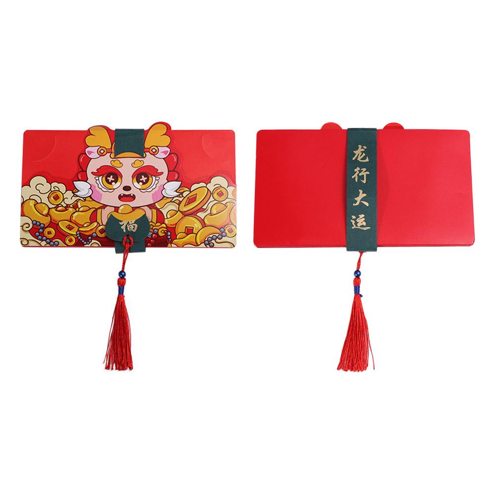 Fodable 2025 New Year Packet Cartoon Blessing Bag 2/6/8/10 Slots Folding Red Envelope  Party Gifts