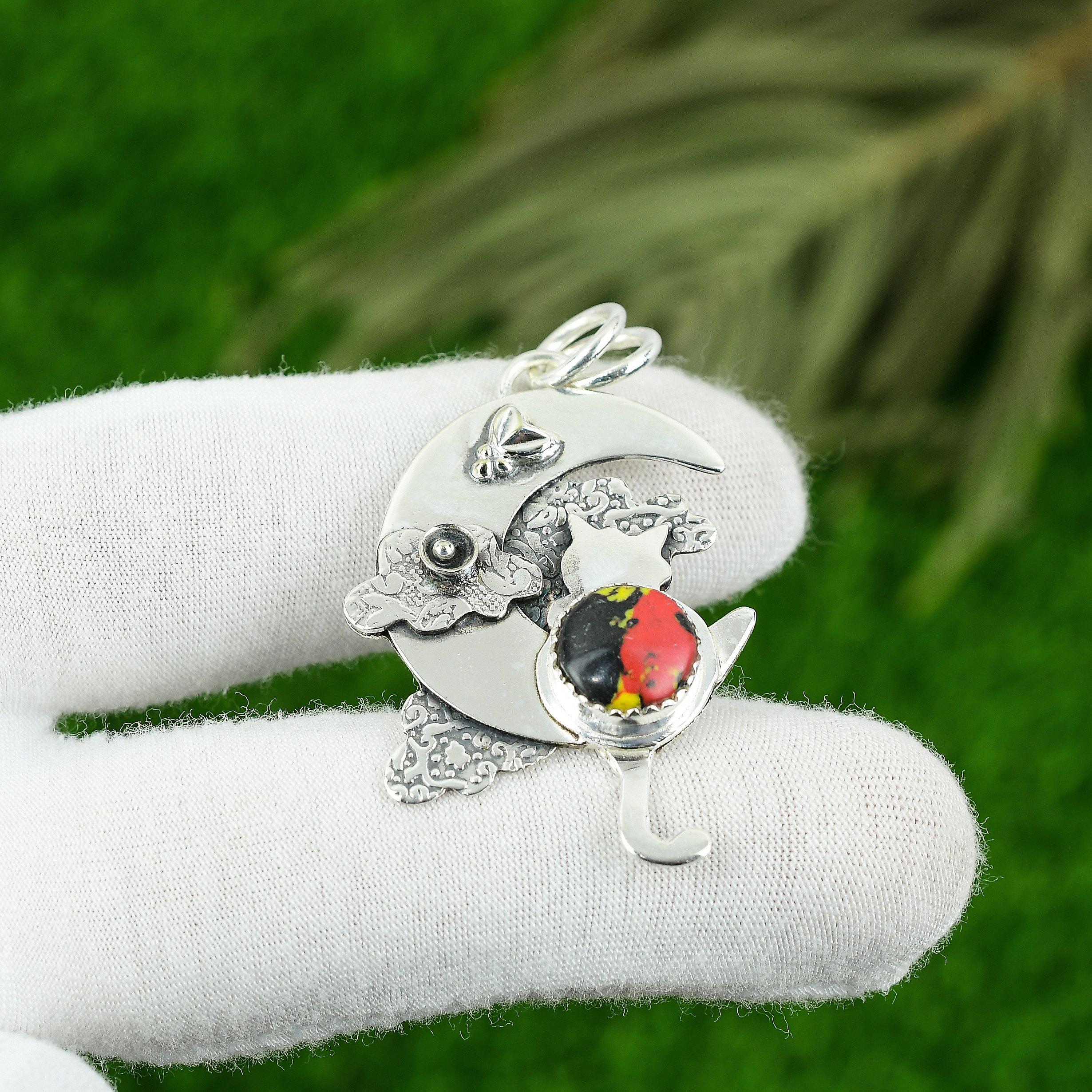 

Natural Mosaic Balloon Jasper Gemstone 925 Sterling Silver Pendant For Girls